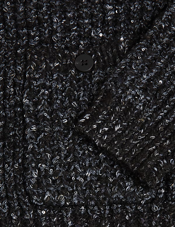 Recycled Blend Sequin Crew Neck Cardigan