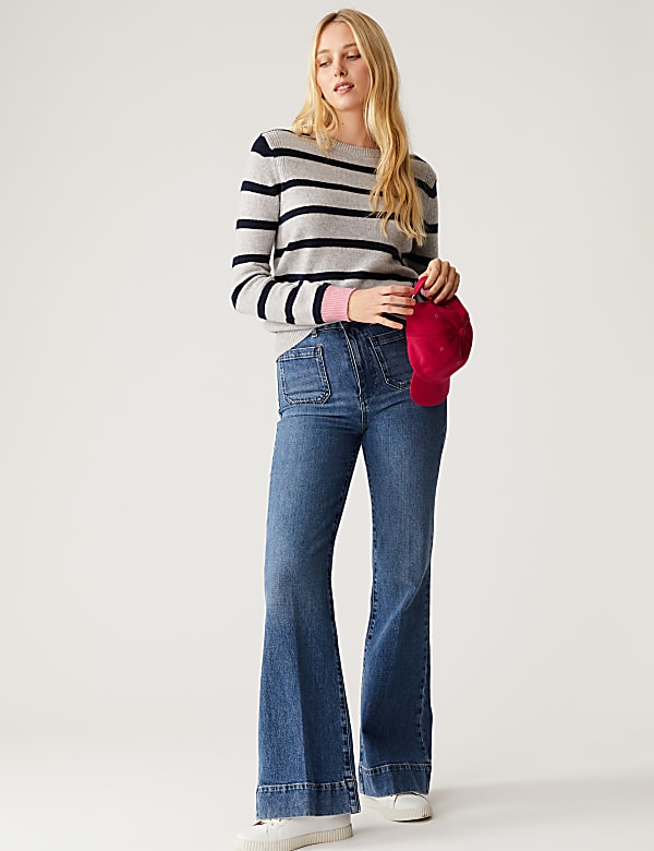 Lambswool Rich Striped Crew Neck Jumper