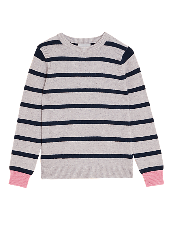 Lambswool Rich Striped Crew Neck Jumper