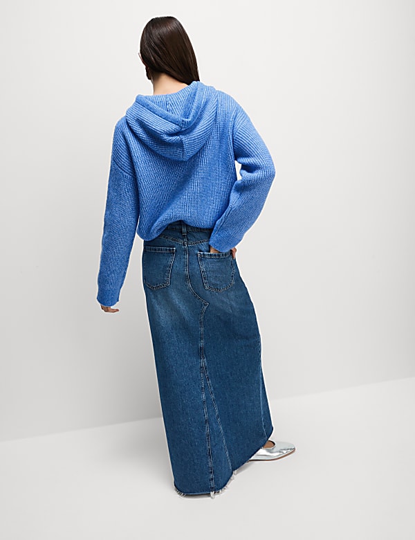 Sweat en maille douce &agrave; capuche et motif textur&eacute; - FR