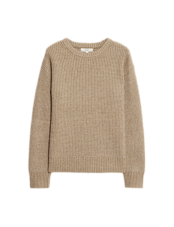 Cloud-Yarn Ribbed Crew Neck Jumper