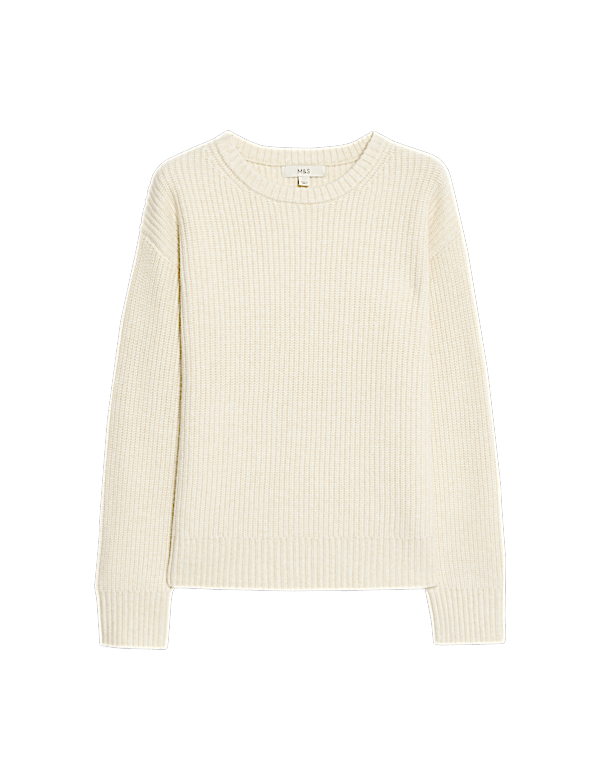 Cloud-Yarn Ribbed Crew Neck Jumper