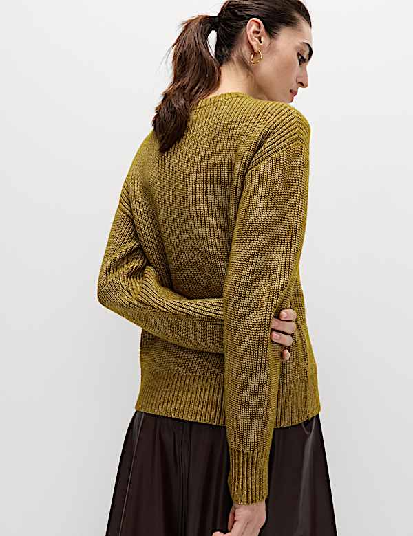 Cloud-Yarn Ribbed Crew Neck Jumper