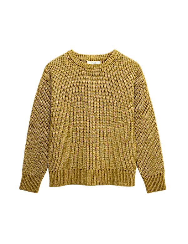 Cloud-Yarn Ribbed Crew Neck Jumper