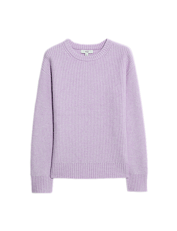 Cloud-Yarn Ribbed Crew Neck Jumper