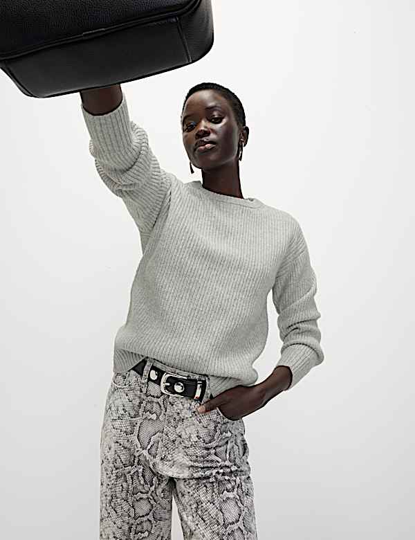 Cloud-Yarn Ribbed Crew Neck Jumper - IL