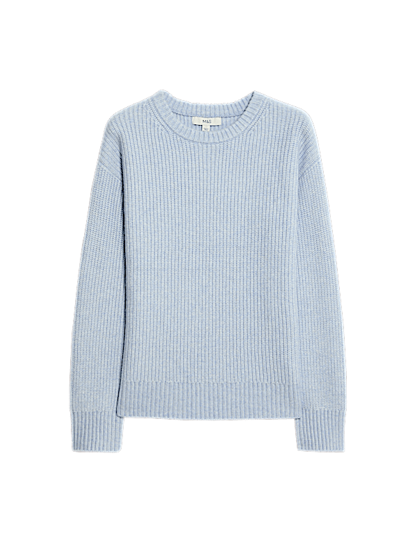 Cloud-Yarn Ribbed Crew Neck Jumper