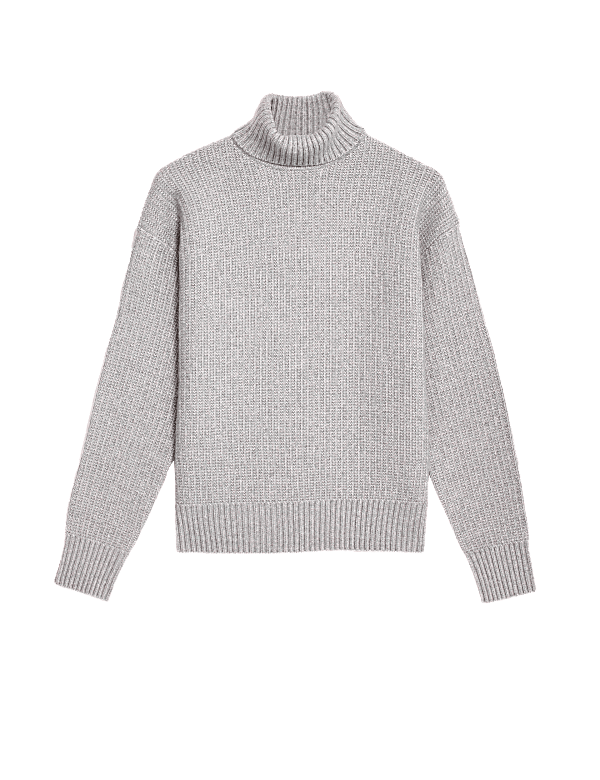 Cloud Yarn Textured Roll Neck Jumper