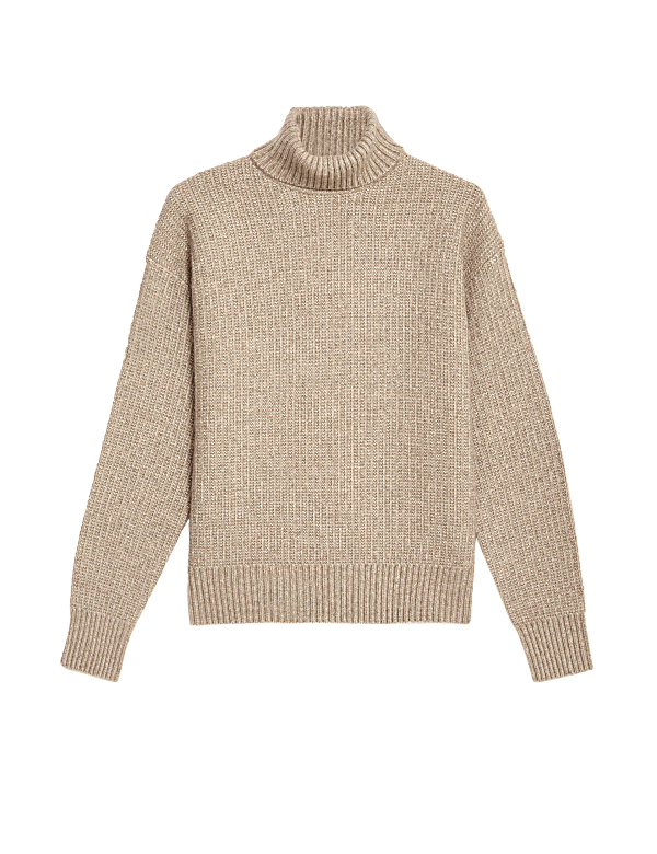 Cloud Yarn Textured Roll Neck Jumper