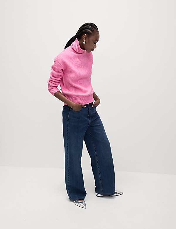 Cloud Yarn Textured Roll Neck Jumper