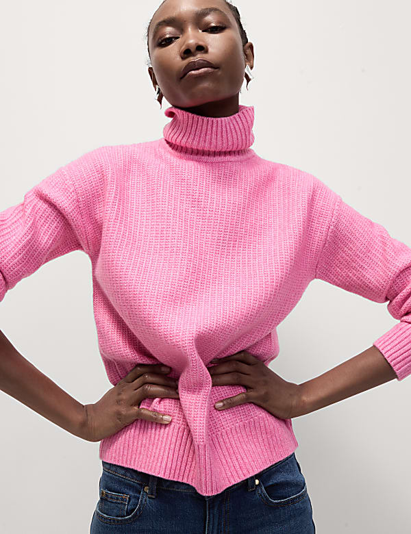 Cloud Yarn Textured Roll Neck Jumper