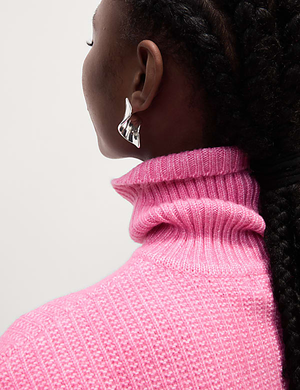 Cloud Yarn Textured Roll Neck Jumper