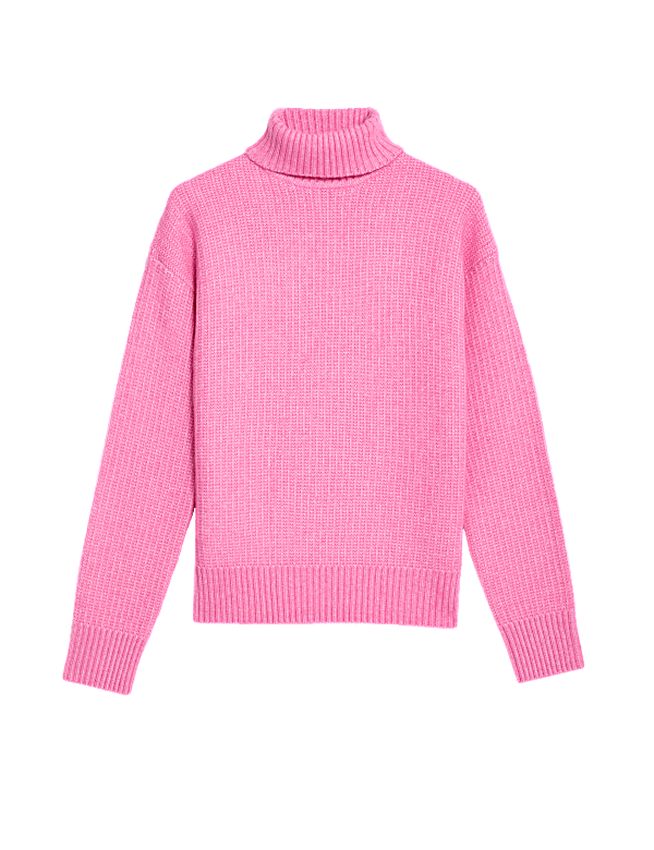 Cloud Yarn Textured Roll Neck Jumper