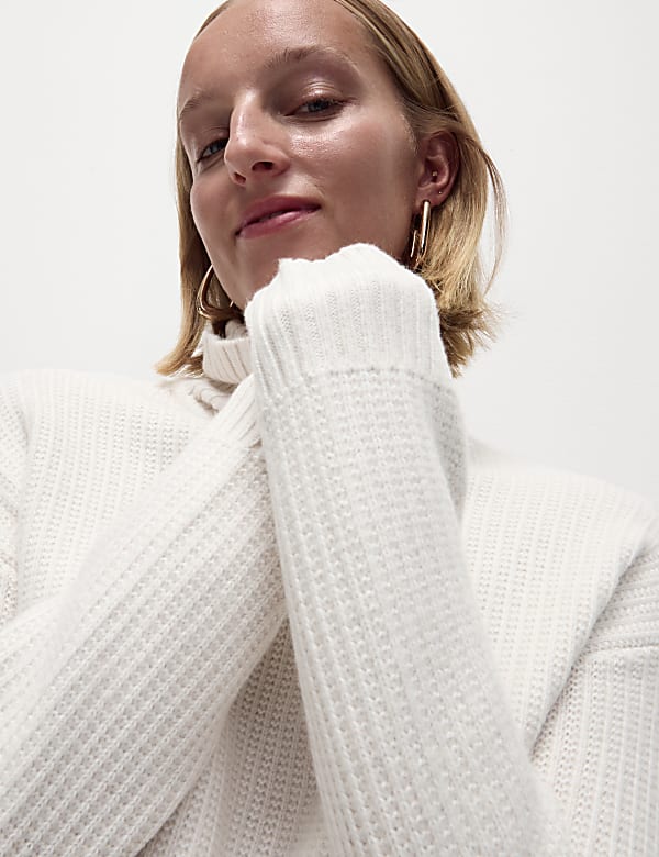 Cloud Yarn Textured Roll Neck Jumper
