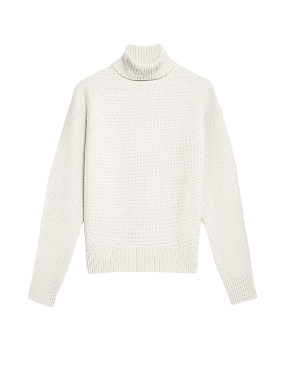 Cloud Yarn Textured Roll Neck Jumper