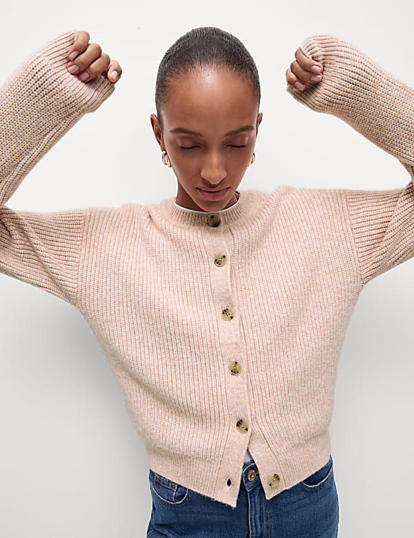 Ribbed Button Front Cardigan - IT