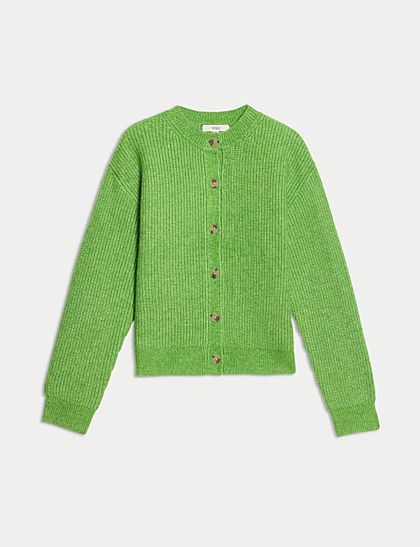 Gerippte Strickjacke mit Knopfleiste vorne - DE
