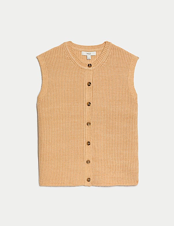 Cloud-yarn Knitted Crew Neck Waistcoat - PL