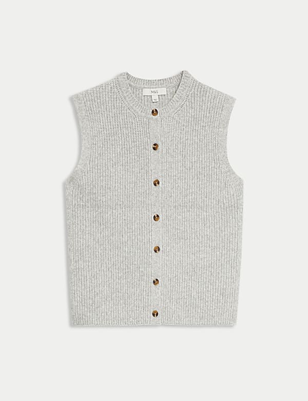 Cloud-yarn Knitted Crew Neck Waistcoat - JP