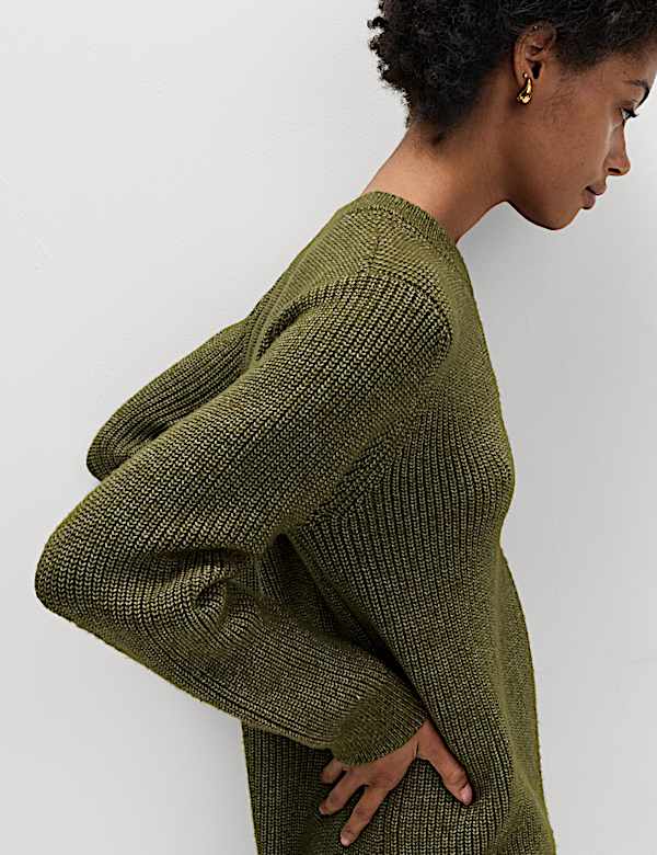 Cloud-Yarn Ribbed Relaxed Mini Knitted Dress - AT