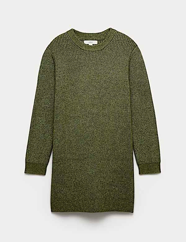 Cloud-Yarn Ribbed Relaxed Mini Knitted Dress - AT