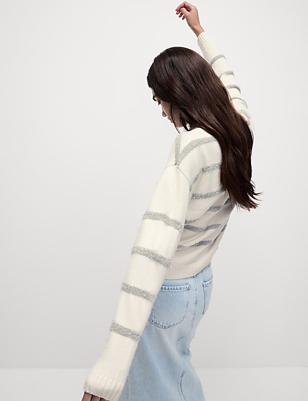Cloud-yarn Sequin Striped Jumper