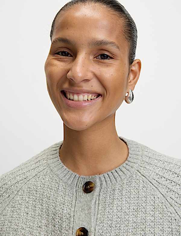 Cloud-Yarn Textured Crew Neck Cardigan - AL