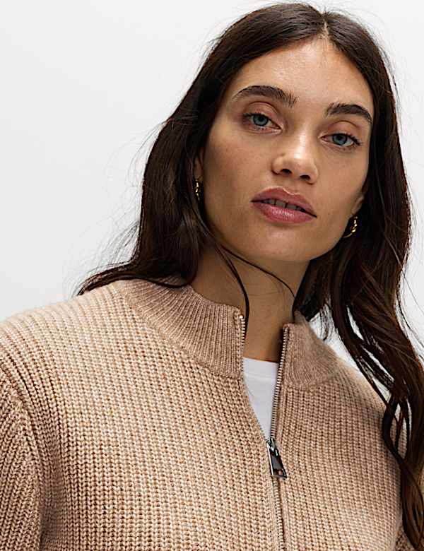 Cloud-Yarn Textured Bomber Cardigan - EE