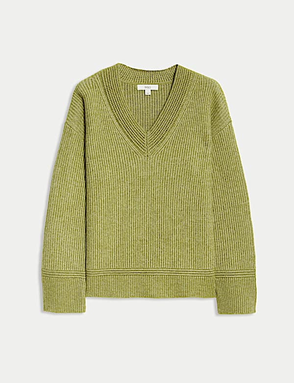 Pull c&ocirc;tel&eacute; en maille douce c&ocirc;tel&eacute;e &agrave; col en V - FR