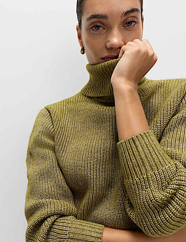 Cloud-yarn Ribbed Roll Neck Jumper - KG