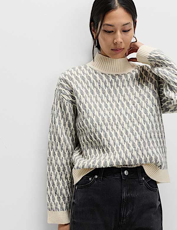 Cloud-Yarn Twisted Cable High Neck Jumper - CA