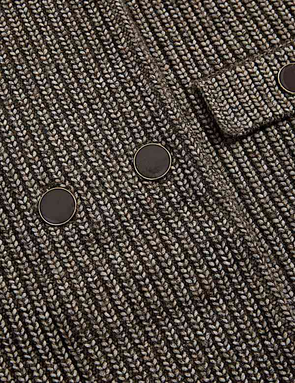 Cloud-Yarn Pocket Detail Knitted Jacket - US