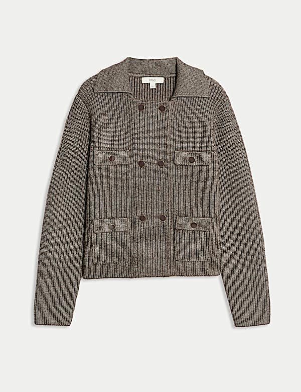 Cloud-Yarn Pocket Detail Knitted Jacket - US