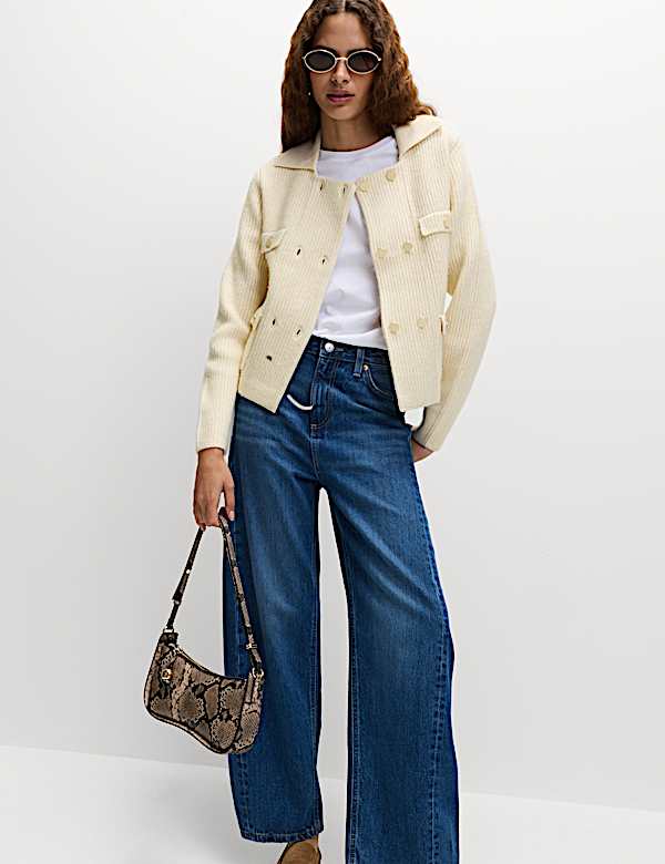 ז'קט סרוג מצמר אוורירי עם כיסים - IL