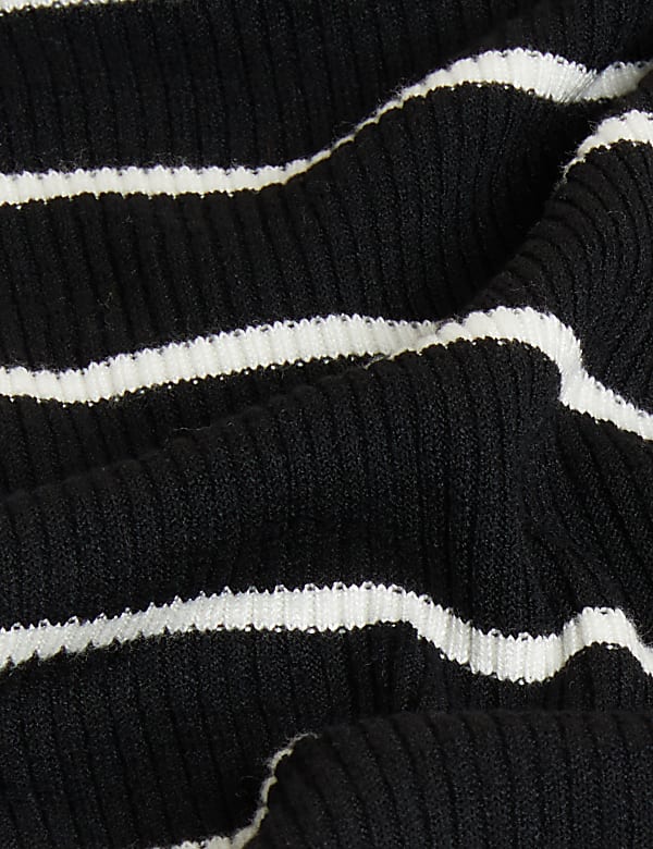 Striped Ribbed Roll Neck Jumper