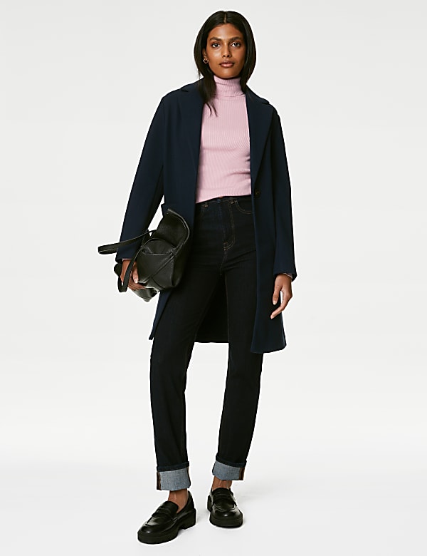 Viscose Mix Textured High Neck Jumper