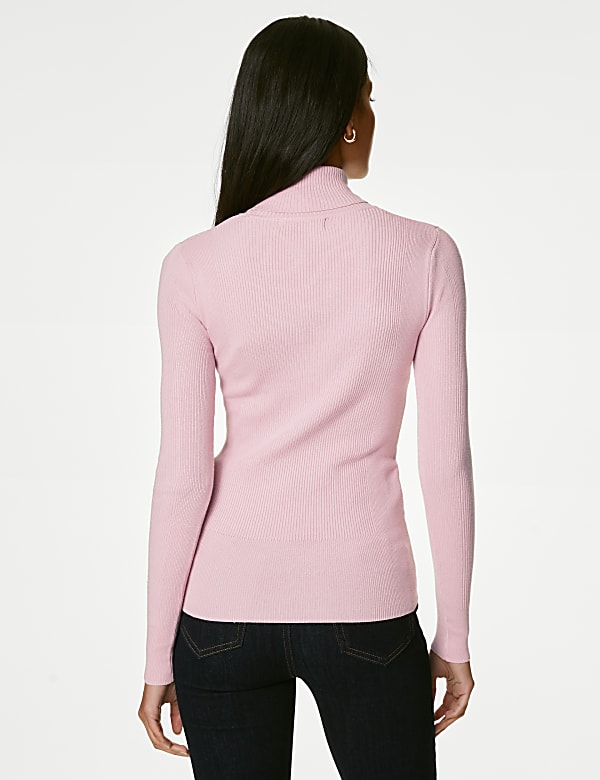 Viscose Mix Textured High Neck Jumper