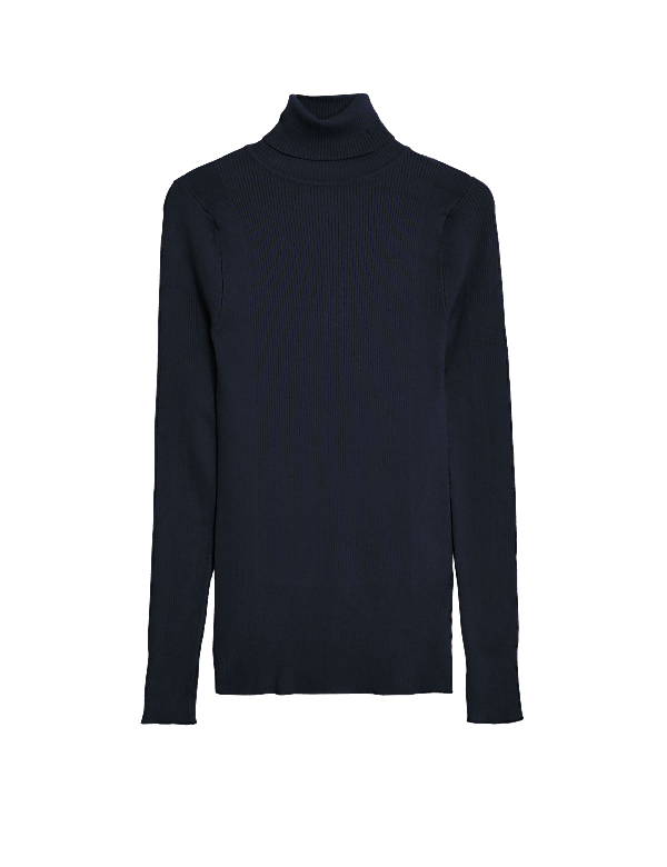 Viscose Mix Textured High Neck Jumper