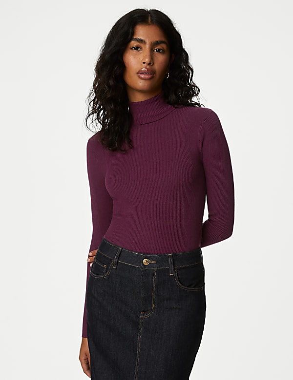 Viscose Mix Textured High Neck Jumper