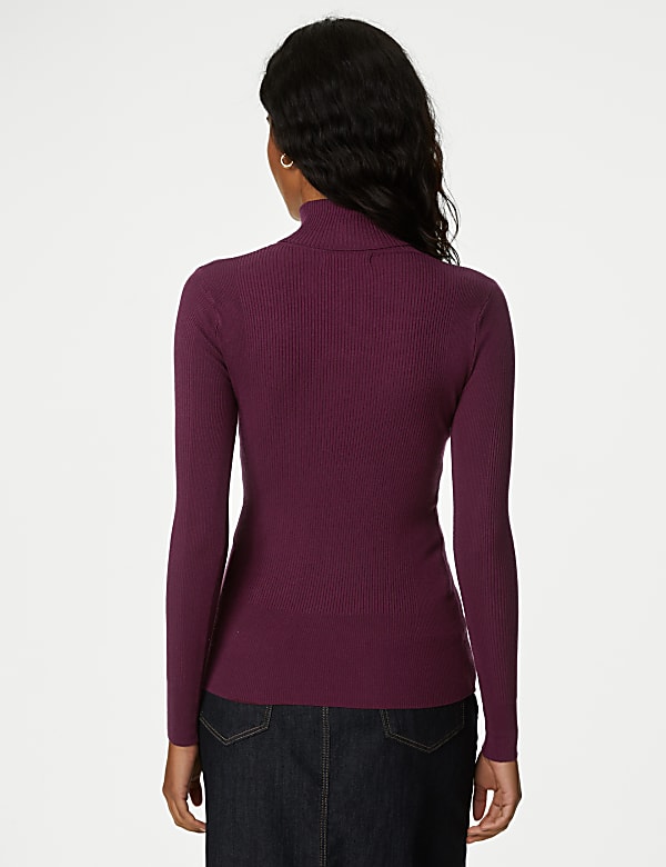 Viscose Mix Textured High Neck Jumper