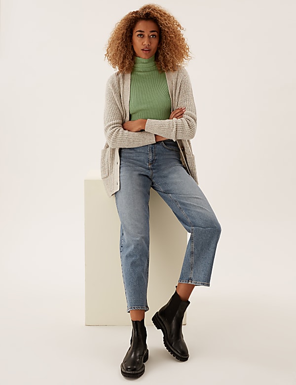 Viscose Mix Textured High Neck Jumper