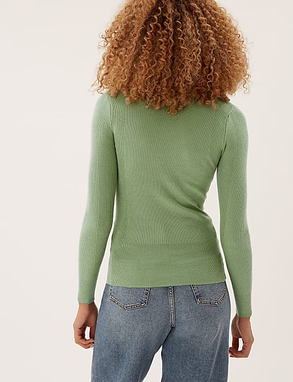 Viscose Mix Textured High Neck Jumper