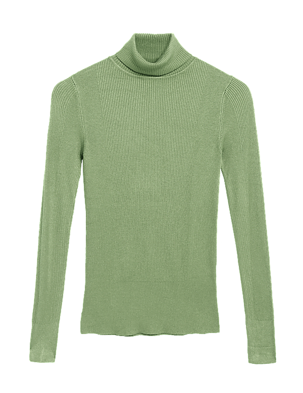 Viscose Mix Textured High Neck Jumper