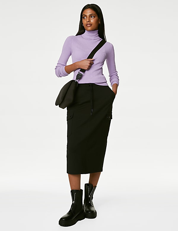 Viscose Mix Textured High Neck Jumper