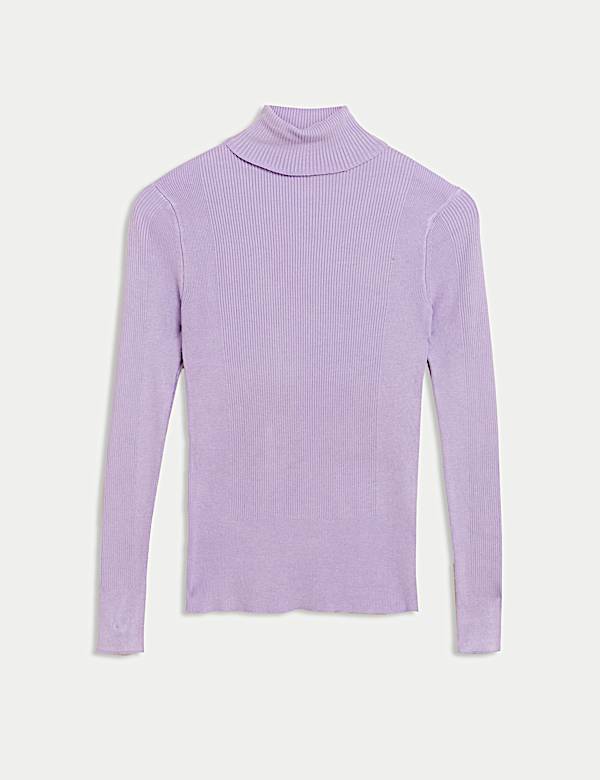 Ribbed Roll Neck Fitted Jumper - NL