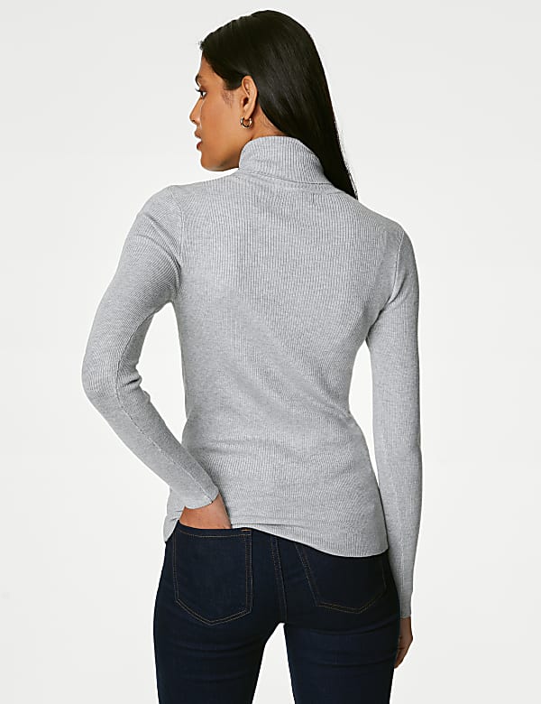 Viscose Mix Textured High Neck Jumper