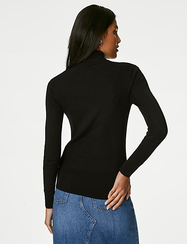 Viscose Mix Textured High Neck Jumper
