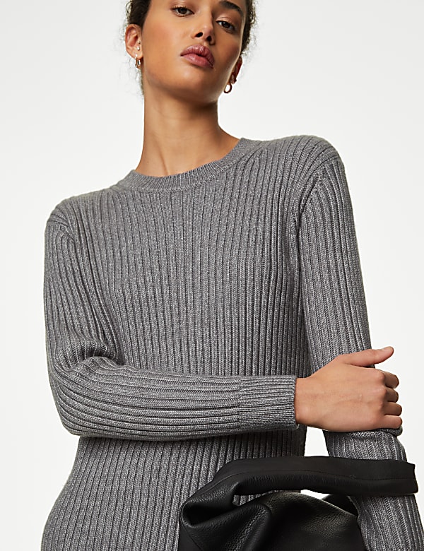 Ribbed Knitted Midi Dress