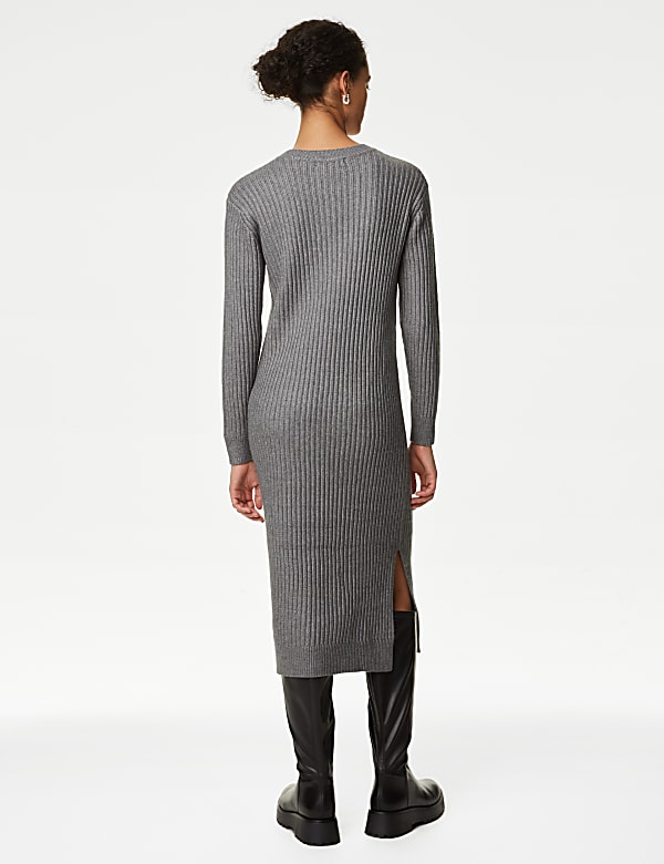 Ribbed Knitted Midi Dress