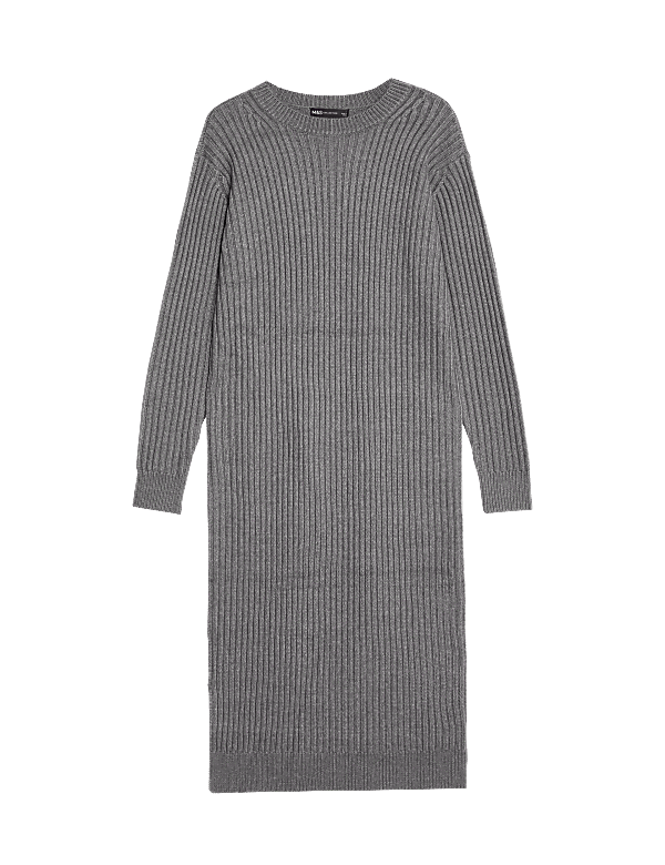 Ribbed Knitted Midi Dress